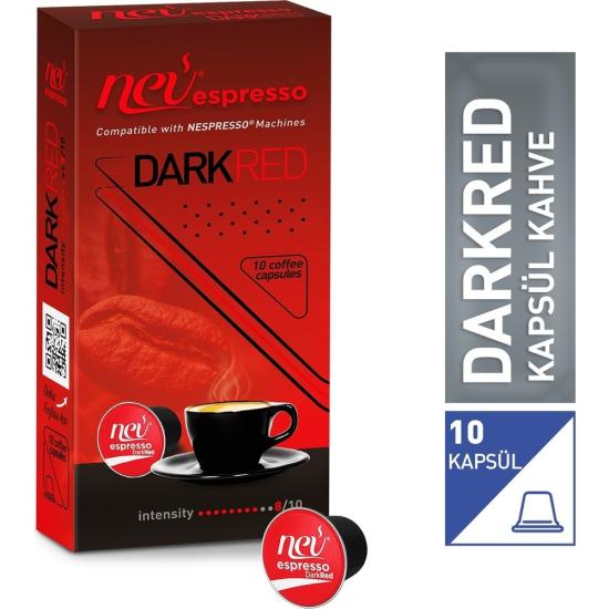 Nev espresso DarkRed Kapsül Kahve 1 Kutu 10 adet 